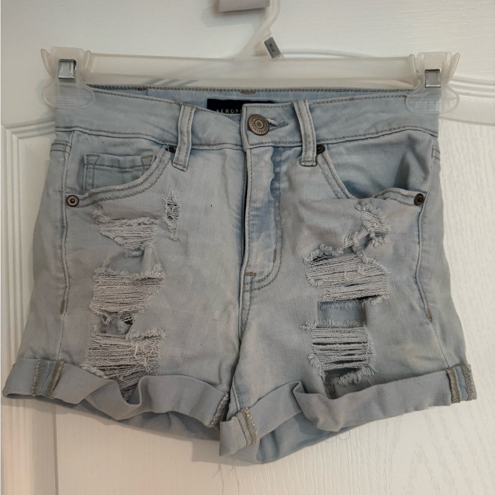 Aeropostale Light Blue Distressed Jean Shorts